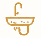 Clogged garbage disposal icon