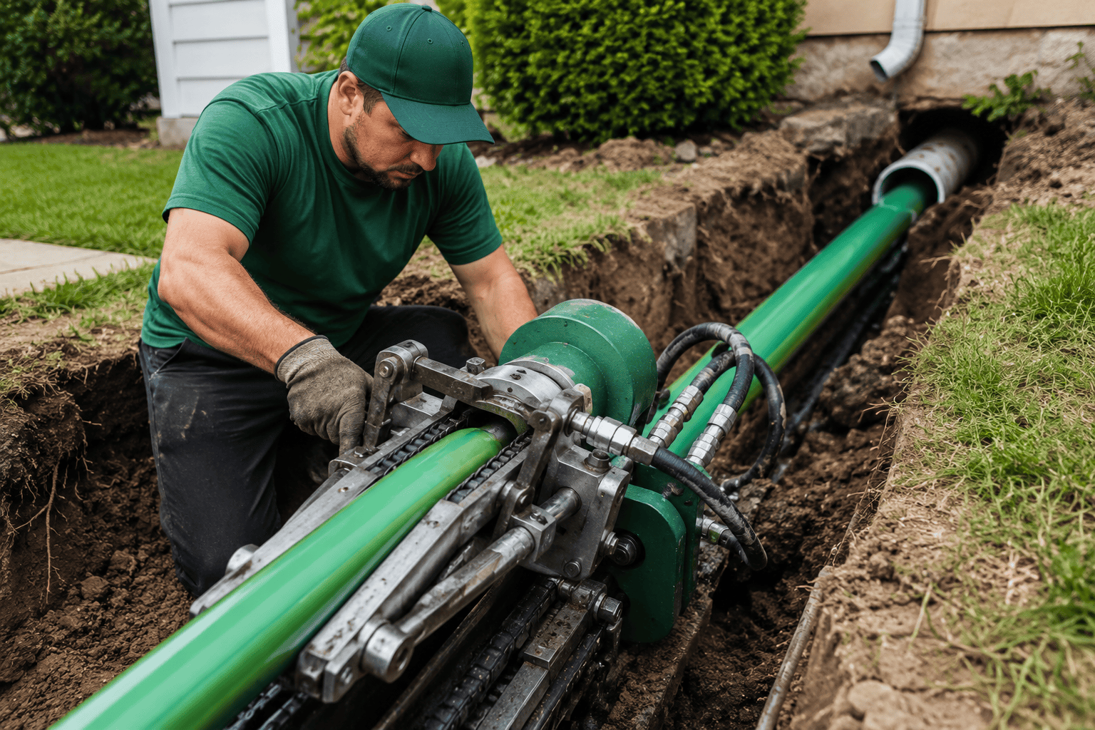 Less digging illustration for pipe bursting service