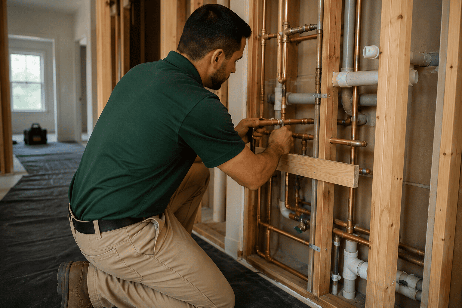 Professional repiping consultation with homeowner